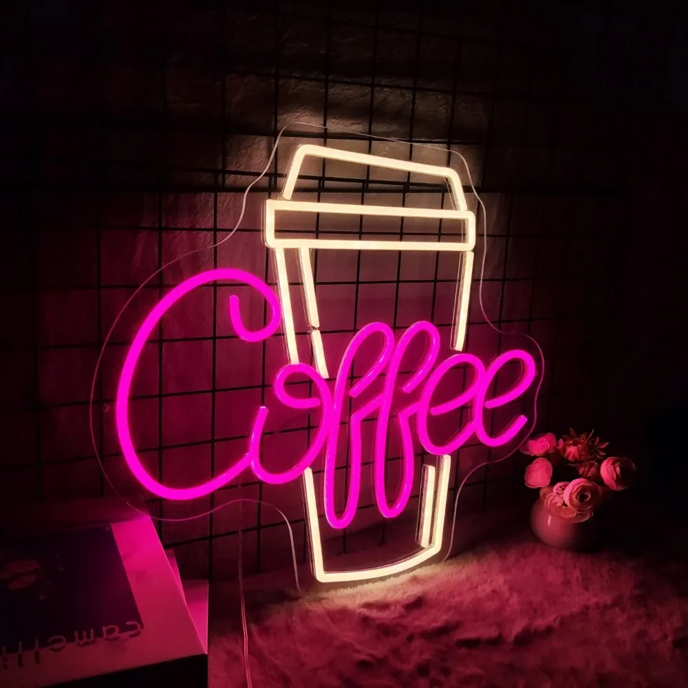 Coffee Led Neon Signs for Wall Decor for Living Room Bistro Cafe Shop Man Cave Party Led Art Wall Decorative Lights Acrylic Sign