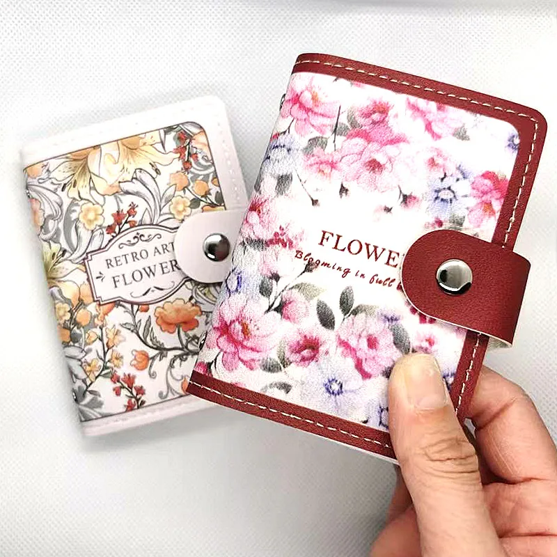 1pc, 20 Card Pockets Mini Wallets Floral Multi-card Slot Ultra-thin Small Compact Card Holder Driving License Card Case
