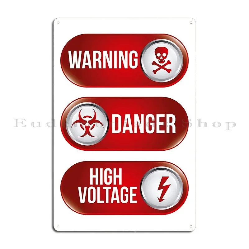 Human Warning Label Creativeecosmos Metal Signs Pub Wall Wall Decor Printed Club Tin Sign Poster