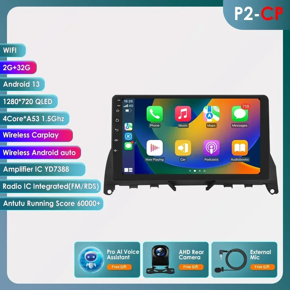 OSSURET 6115 Android speler voor Mercedes Benz C W204 S204 2007-2010 Carplay autoradio multimediasysteem 9 inch 8-core GPS touchscreen