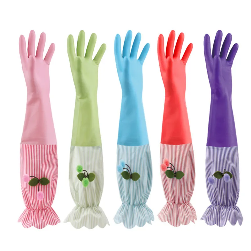 Ruffled Creative Grape Grain Rubber Gloves with Elastic, Fleece Lining, Waterproof, Stain-Resistant, Durable Protective Gloves