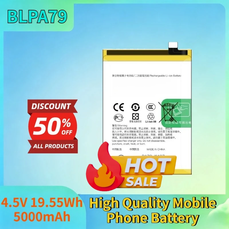 New 4.5V 19.55Wh 5000mAh BLPA79 Li-ion Rechargeable Battery for OPPO RENO 12F 5G High Quality Mobile Phone Replacement Battery