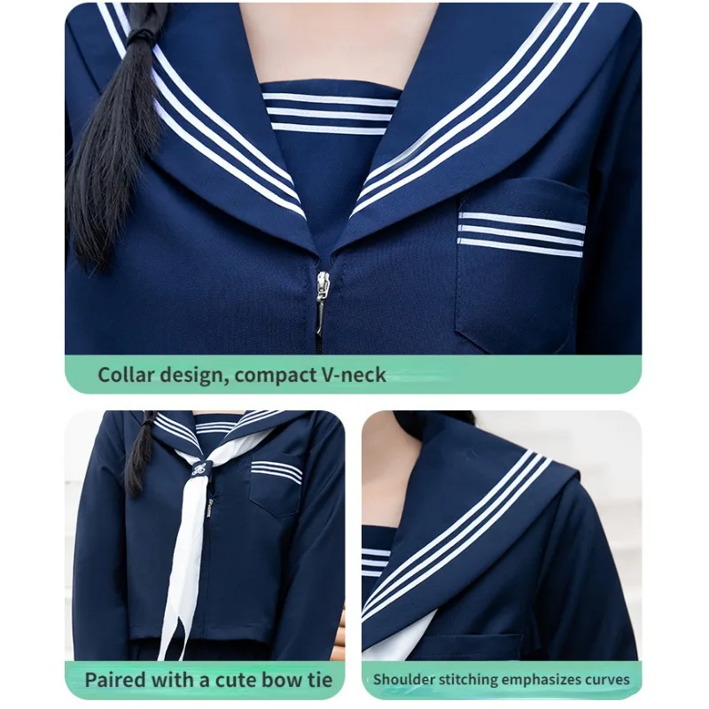 School Uniform Dress Cosplay Costume Japan Anime Girl Lady Lolita Japanese Schoolgirls Sailor Top Tie Pleated Skirt Outfit Women