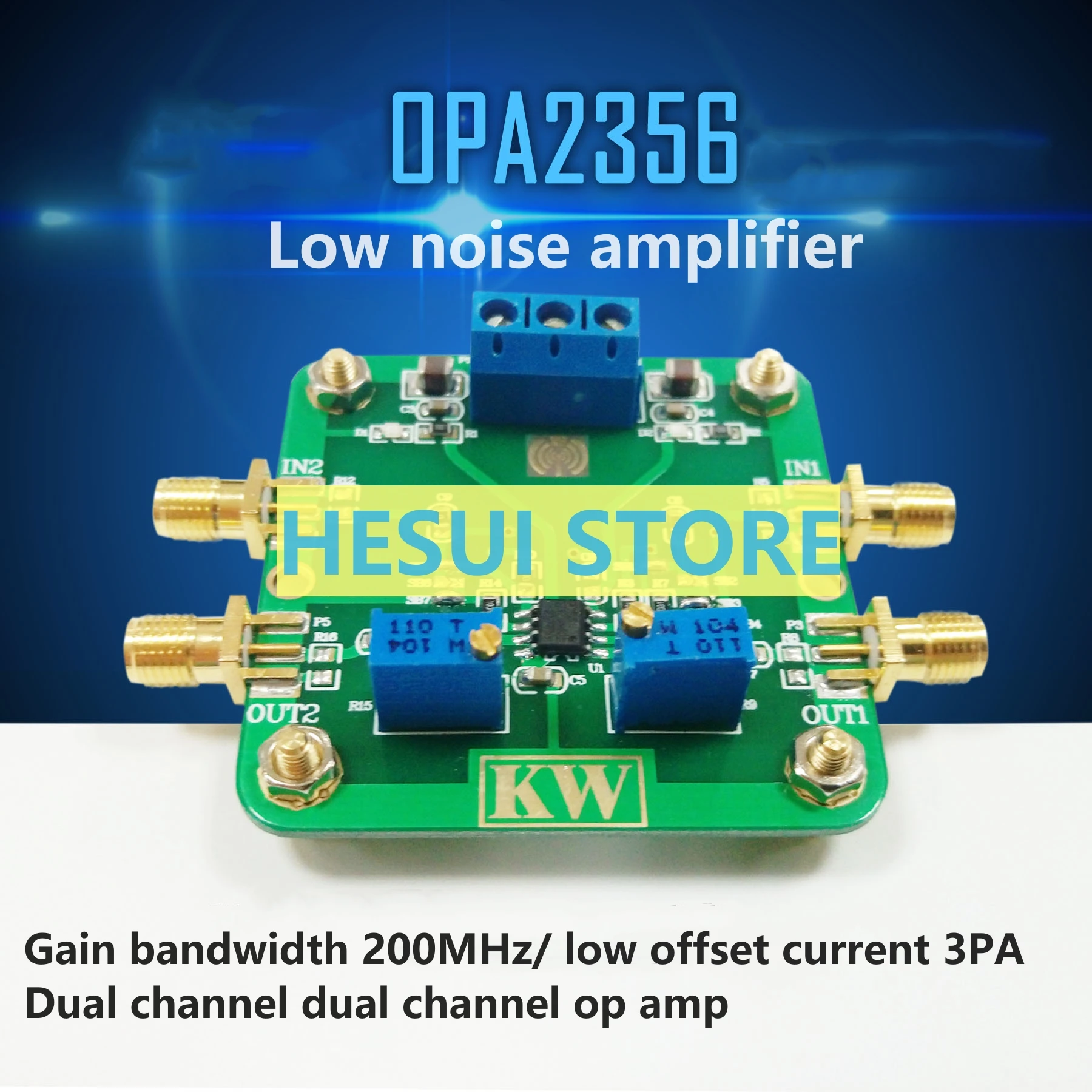 OPA2356 Low Noise amplifier module Gain bandwidth 200MHz low offset current 3pA