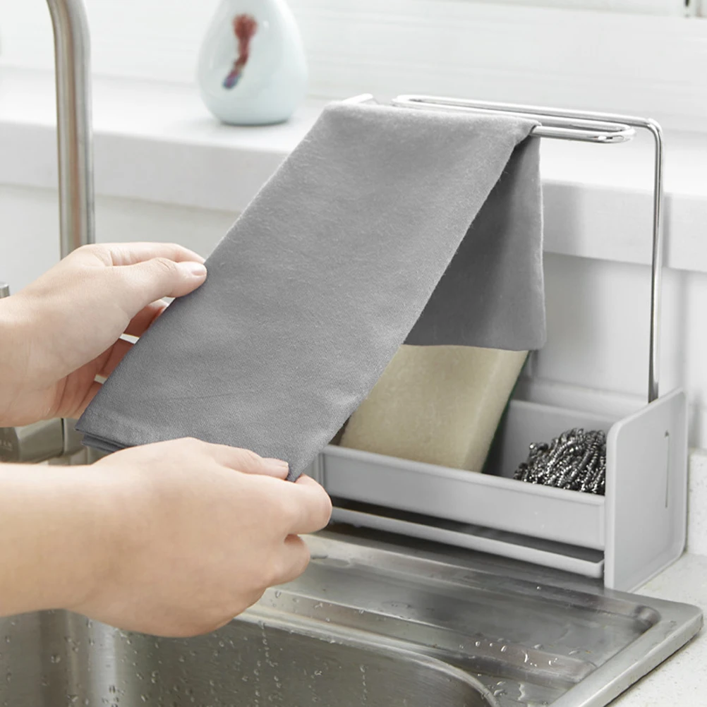 

Multi-Use Stainless Steel Drain Rack for Kitchen PP Material Dish Cloth Holder Sponge Drying Storage OrganizerRag Storage Rack