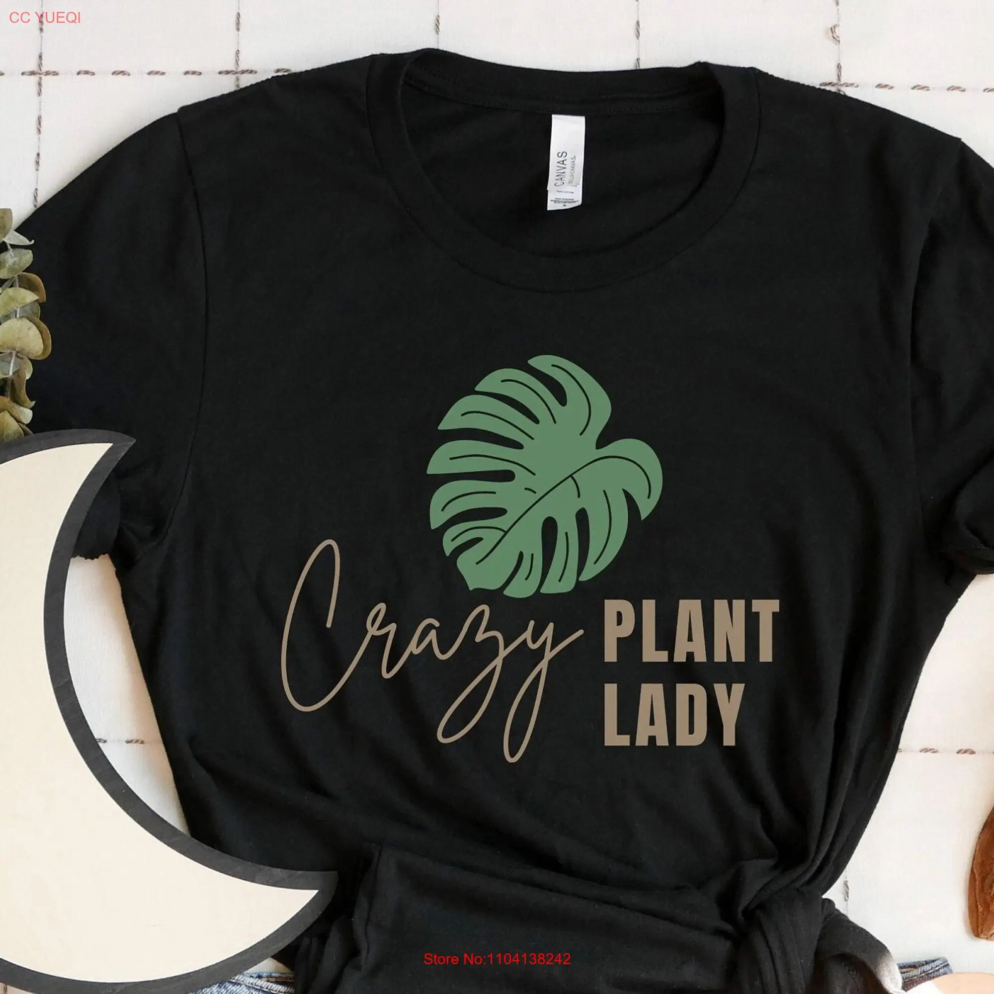 PlanT T Shirt Crazy Lady Gardening Botanical for Women Monstera Leaf Lover  long or short sleeves