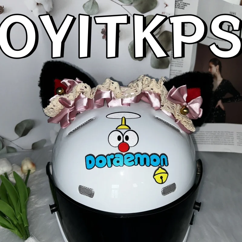 Kask dekoracja Lolita uszy słodkie i świeże kask biżuteria odpowiednia dla kobiet i dzieci urocze kocie uszy dekoracji kask