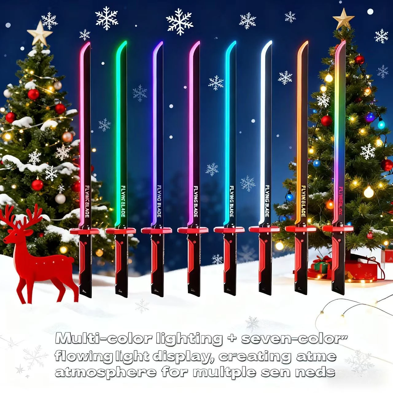 ألعاب سيف سباركليد متوهجة ملونة مع تأثير شرارة ودخان سيف خفيف قابل للجمع ألعاب دعامة سيف كاتانا التأثيرية #1