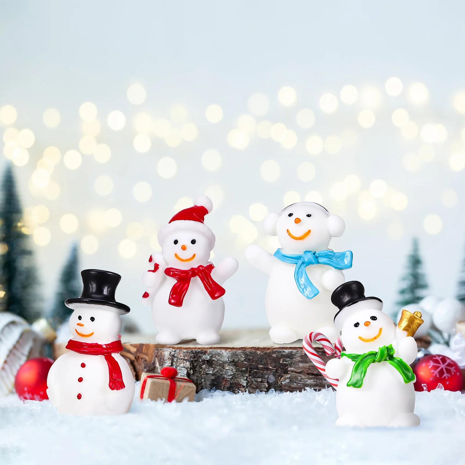 

50 pcs Mini Snowman Figurines Resin Christmas Decorations Set Snowman Figures For Tree Desk Bookshelf Home Holiday Decor Garden