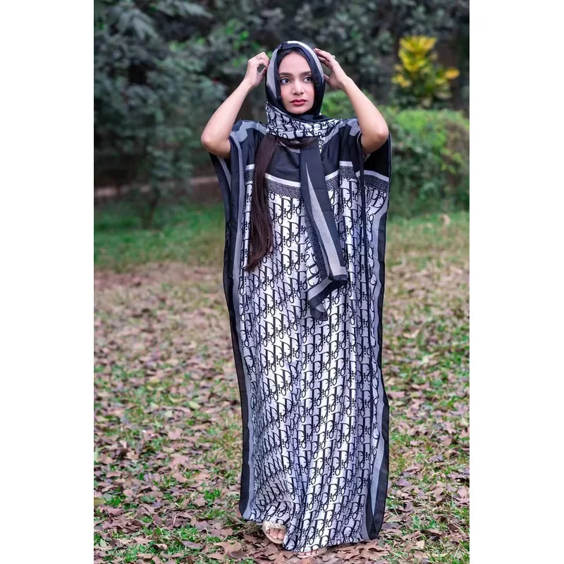 ♥   عبايات حريرية إسلامية جديدة لعام 2025 للنساء موضة 2021 مطبوعة إسلام تركيا رداء نسائي فضفاض أنيق فستان صيفي أفريقي مع ★ ☆ ly99