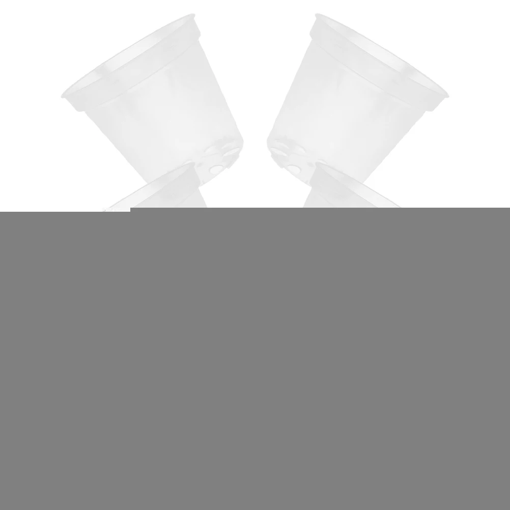 

6 Pcs Transparent Flower Pot Set Orchid Live with Hole Cute Pots Plastic Planter Nursery Clear