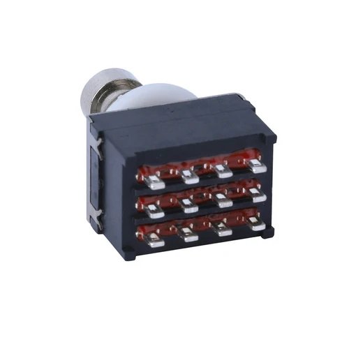 Imagen 2 del producto PBS-24-402 Interruptor de palanca de 12MM 4PDT 12 pines 2 posiciones ON ON Pestillo/Momentario 3A/250V 5A/125VAC M12 Montaje en panel de diámetro de rosca