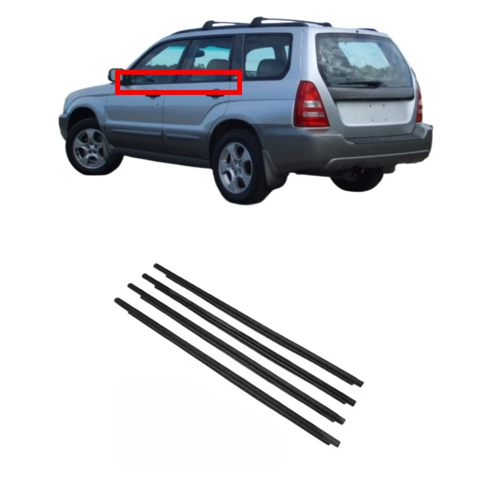 

4-х шт., черное резиновое наружное оконное стекло для Subaru Forester 2004-2007, уплотнитель для стекла Ranger, внешний ламинат 61280SA010