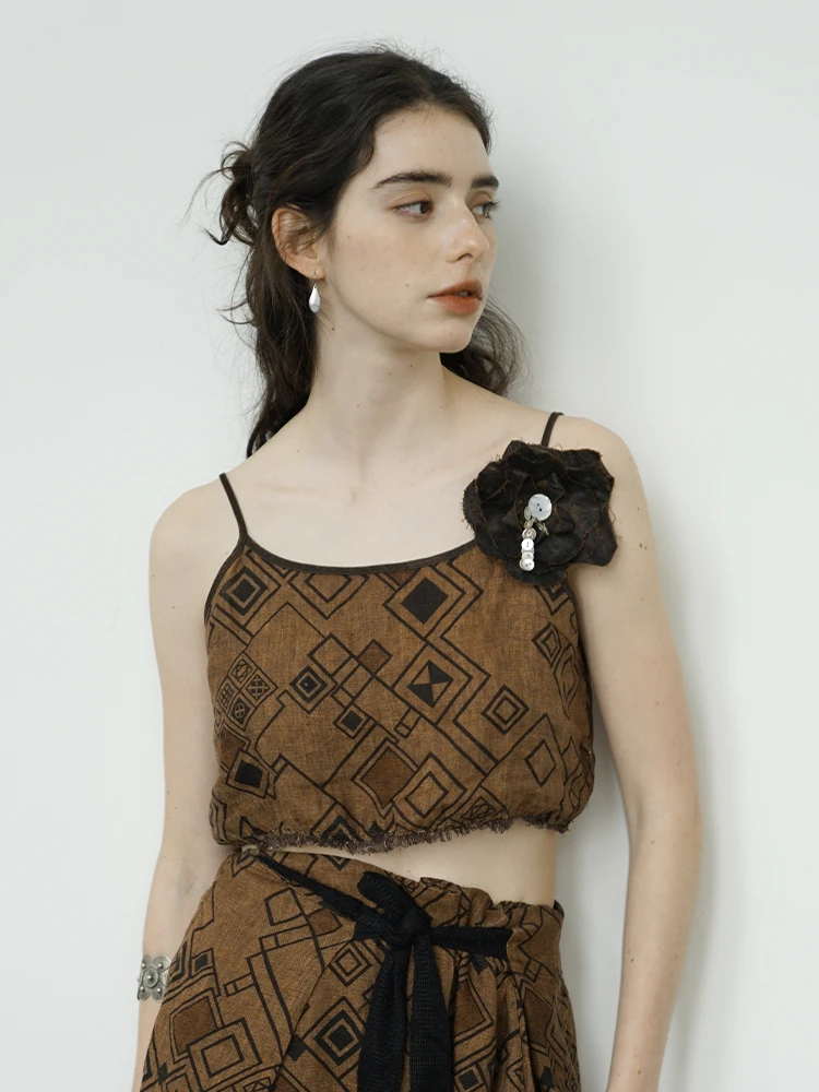 

l Linen ort Strap Color Woven Top New Spring Summer Faion Bal Original Design Slim Fit Women's Vest Tank Top