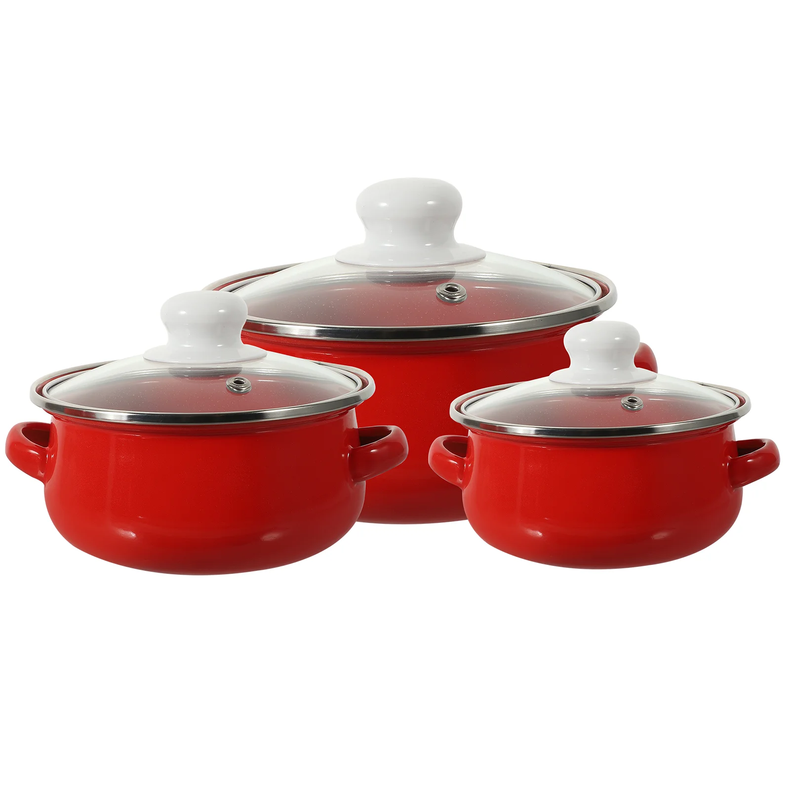 

3 Pcs Enamel Pot Oven Cooking Vintage Pots and Pans Small Oblong Mini Stove Fettuccine Pasta Instant Noodles Soup