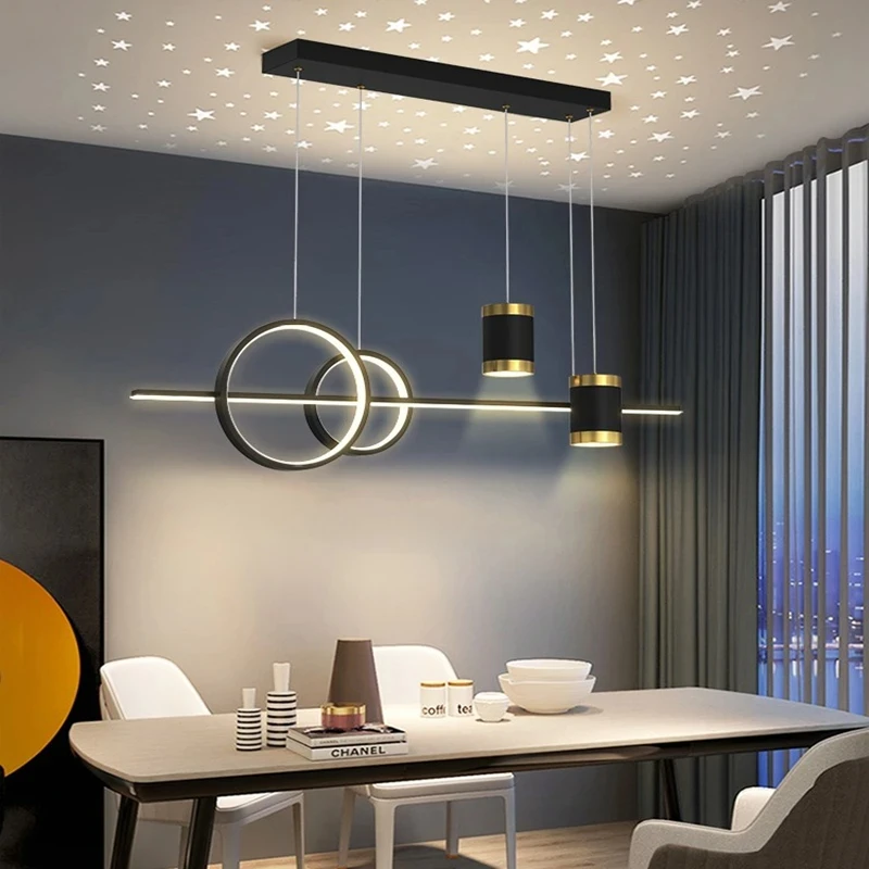 Modern New LED Pendant Lights Luxury Dining Room Lamp Gold Black Creative Starry Decoracion Kitchen Dining Table Bar Chandeliers