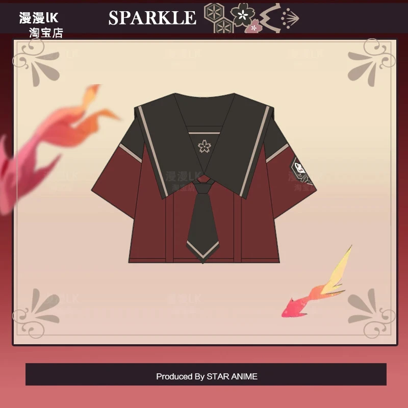 Game Honkai: Star Rail Sparkle Cosplay Costume Women Girl JK Sailor Summer Uniform Short Sleeved Top Skirt Tie T-shirt Suit