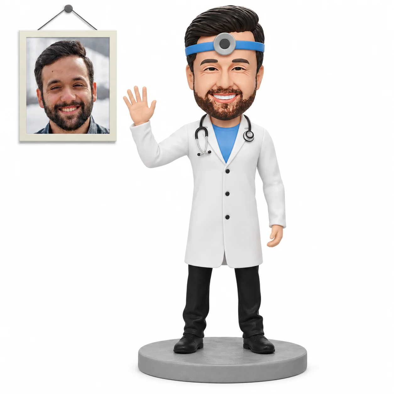 Personalized Doctor Bobblehead, White Coat Waving Keepsake Gift