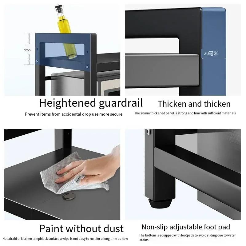 Holder Retractable Kitchen Shelving Microwave Oven Rack Storage Household 2 layer Desktop Multifunctional Cabinet Home Appliance