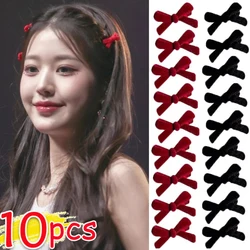 2/10pcs Mini Red Velvet Bow Hair Clips Little Girls Sweet Candy Velvet Bow Knot Hairpins Hairgrips Barrette Hair Accessories