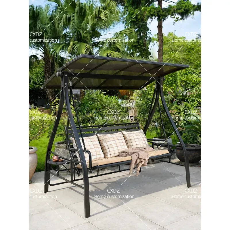 Outdoor Garden Swing Chair Solar Powered Double Hammock Hanging Seat for Villa Patio Backyard Leisure Relaxation Furniture