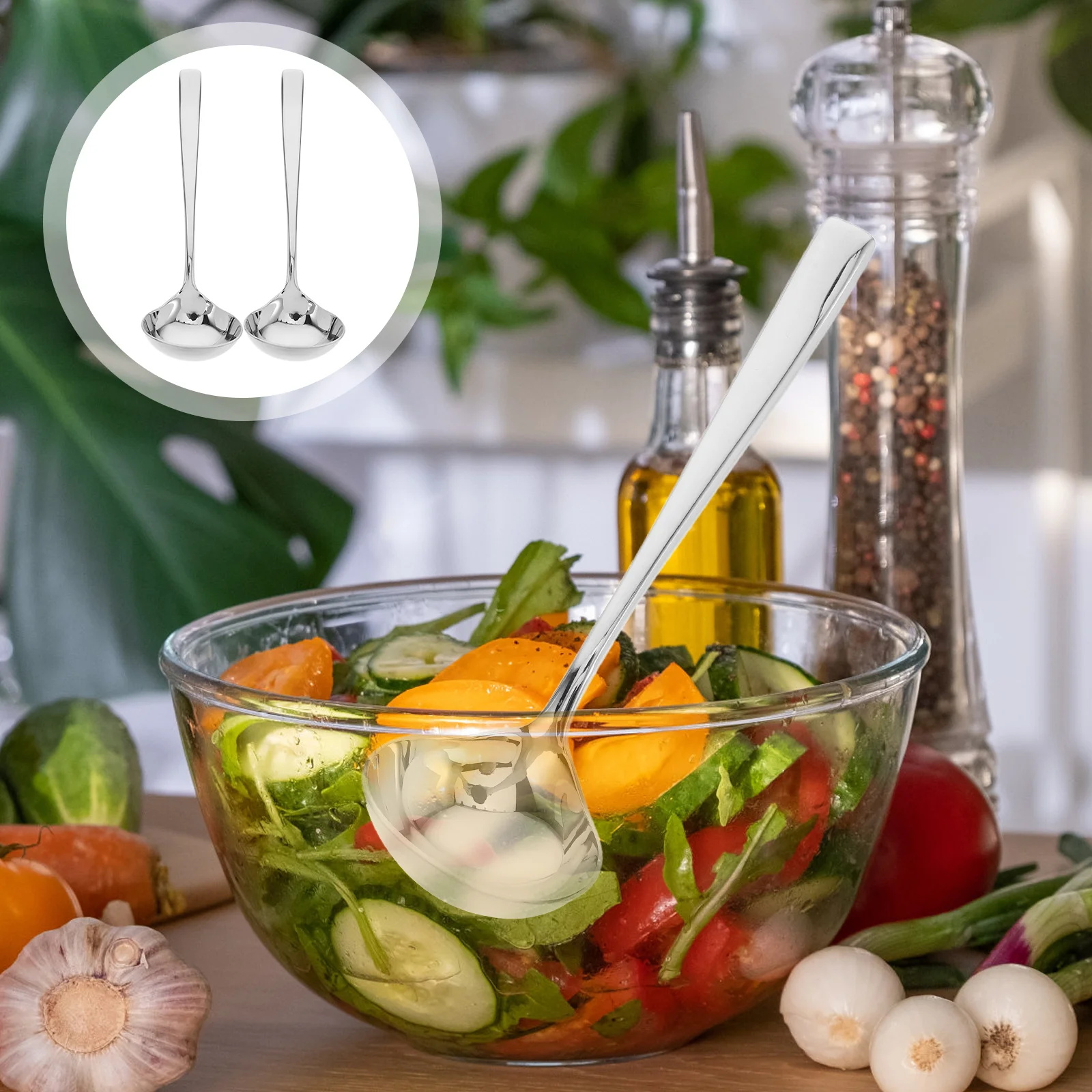 

2Pcs Stainless Steel Ladle Set for Sauce Gravy Soup Serving Long Handle Kitchen Utensil Ergonomic Design Reusable Cooking Tool