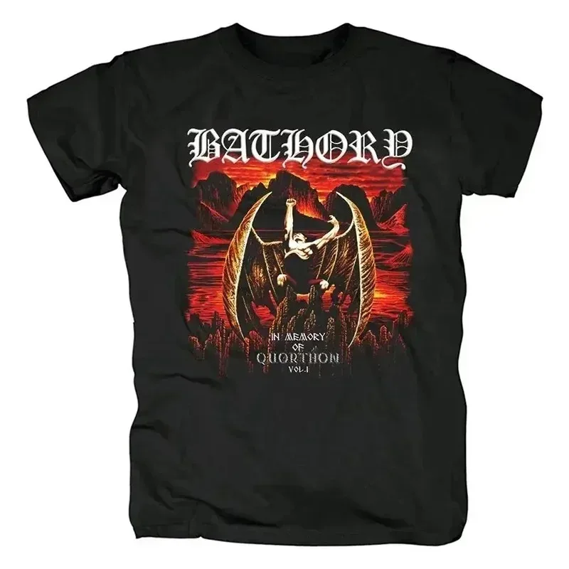 Bathory Men's Women Venom Black Metal T-Shirt Oversized Short Sleeve Shirt Cotton Casual Hip Hop Streetwear Graphic T Shirts