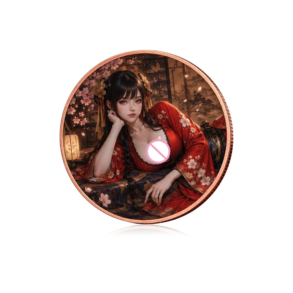 1 oz Fine Copper Coin Oriental Beauty Art Commemorative Coin Pure Copper Plated Collectible Souvenir Coin for Anime Fans