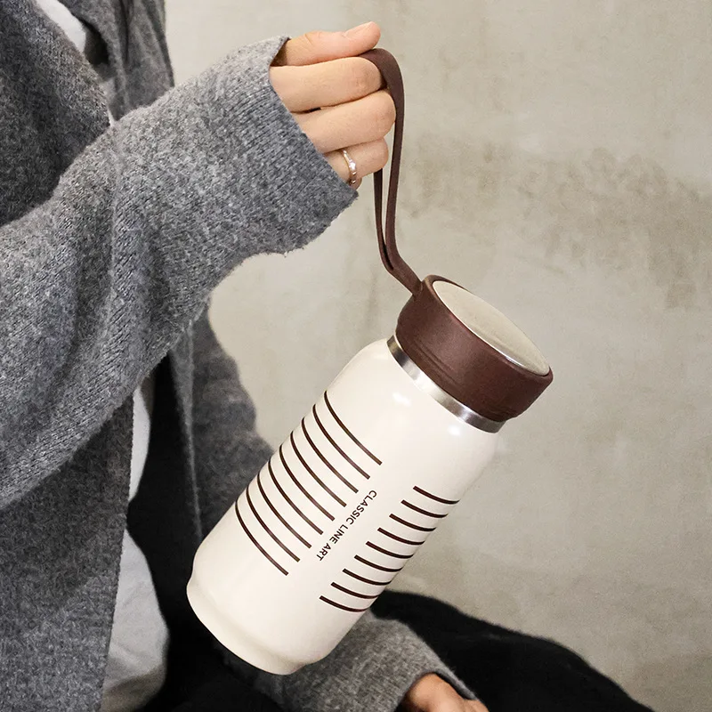 High-value Stainless Steel large-capacity Thermos Cup With Rope For Easy Travel And Portable Student Water Cup
