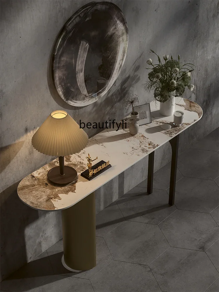 X Living Room Entrance Long Table Hotel Villa a Long Narrow Table against the Wall Stone Plate Light Luxury Modern Side View Set