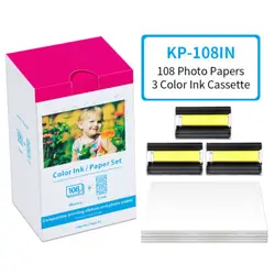 KP-Juego de papel fotográfico para impresora fotográfica, Cassette de tinta de 108 pulgadas, Compatible con Canon Selphy CP900, CP910, CP1200, CP1300, KP-108IN de KP-36IN