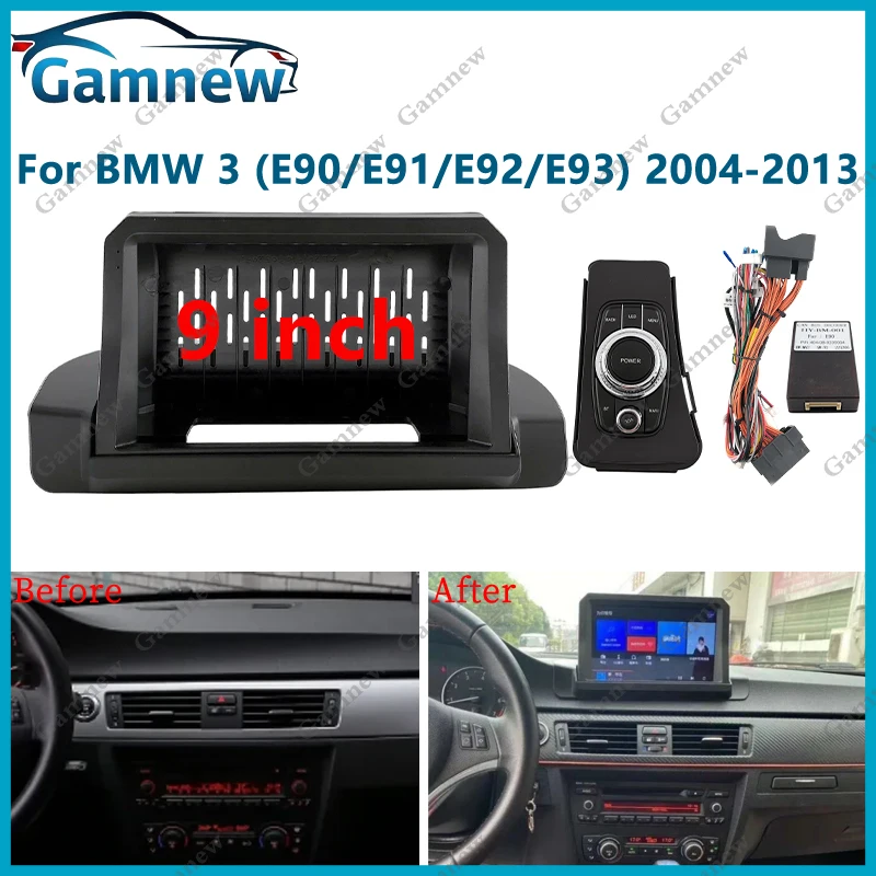 9 Inch Car Frame Fascia Adapter Canbus Box Decoder Android Radio Fitting Panel Kit For BMW 3 E90 E91 E92 E93 2004-2013