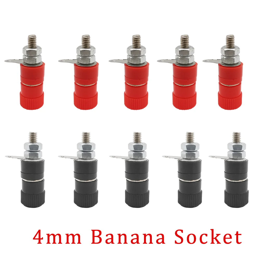 10Pcs 4mm Banana Female Socket Binding Post Terminal Connector Nickel Plated Banana Plug Jack Audio Speaker Nut Mount Connector
