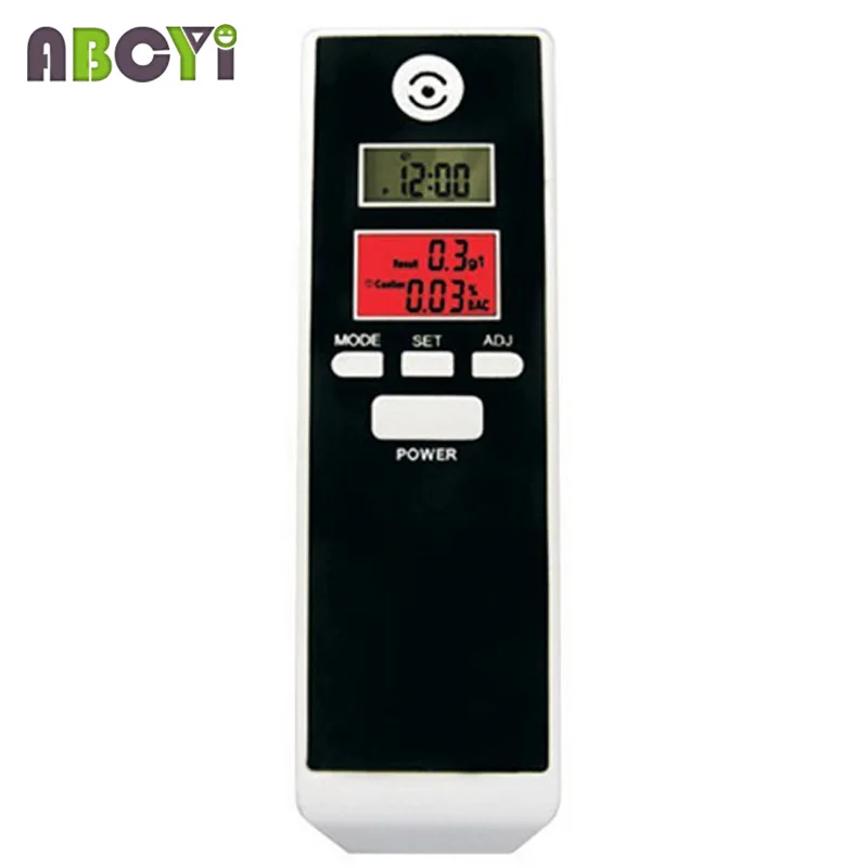 جهاز اختبار الكحول المحمول مع ساعة وعرض درجة الحرارة ، شاشة LCD مزدوجة ، إضاءة خلفية حمراء ، جهاز قياس التنفس ، محلل