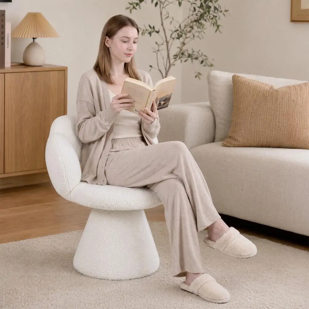 Round Swivel Barrel Accent Chair, Upholstered Ergonomic Makeup Vanity Chair for Bedroom Office Living Room