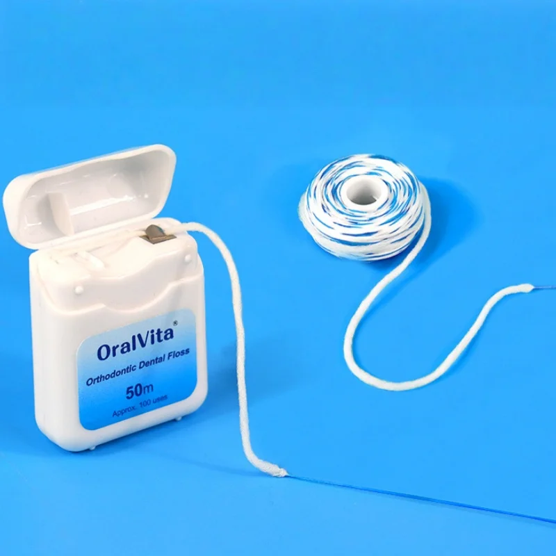50m/Roll Orthodontic Expanded Dental Floss Fluffy Floss Thread for Braces Oral Care Toothpick Cleaning Wire Interdental Cleaner