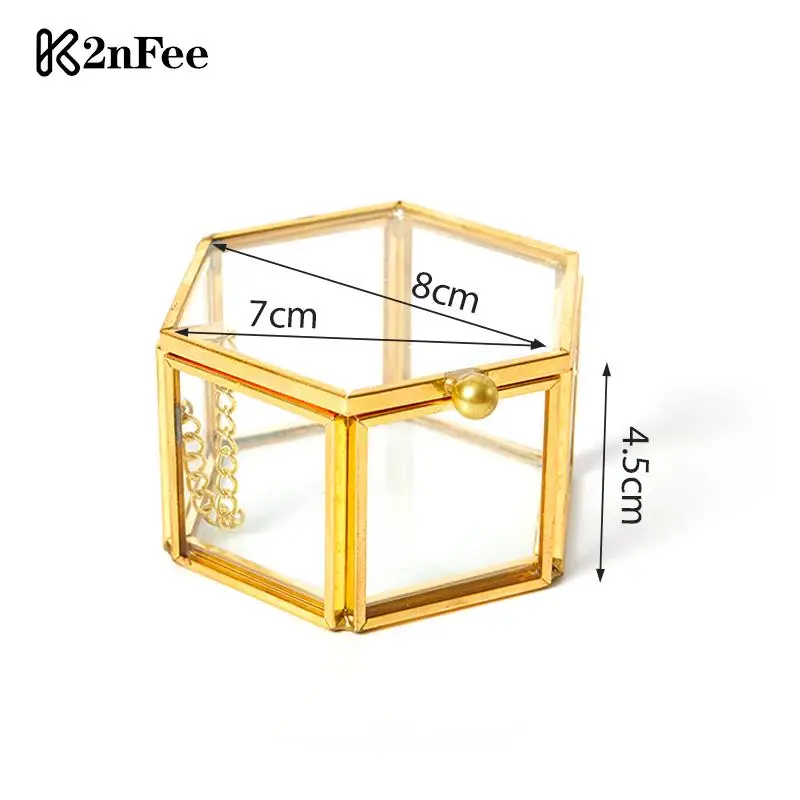 Jewelry Organize Holder Geometrical Clear Glass Jewelry Box Ring Box Necklace Bracelets Earrings Jewelry Storage Accessories