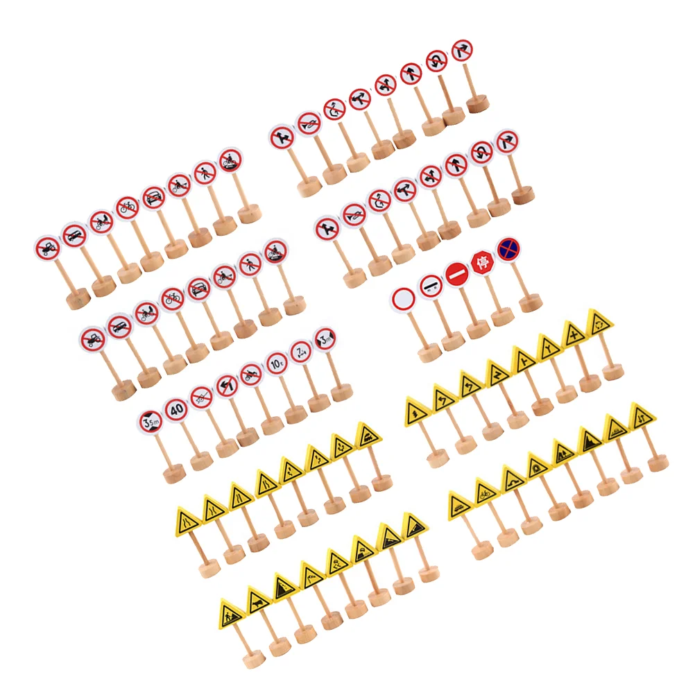 50 Uds. Señal de construcción, juguetes de tráfico, simulación de barricada de madera, aprendizaje divertido, habilidades motoras bruto