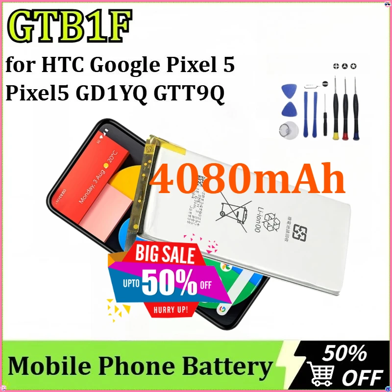 

For HTC Google Pixel 5 Pixel5 GD1YQ GTT9Q New GTB1F Replacement Battery Smart Mobile Phone Batteries in Stock 4080mAh + Tools