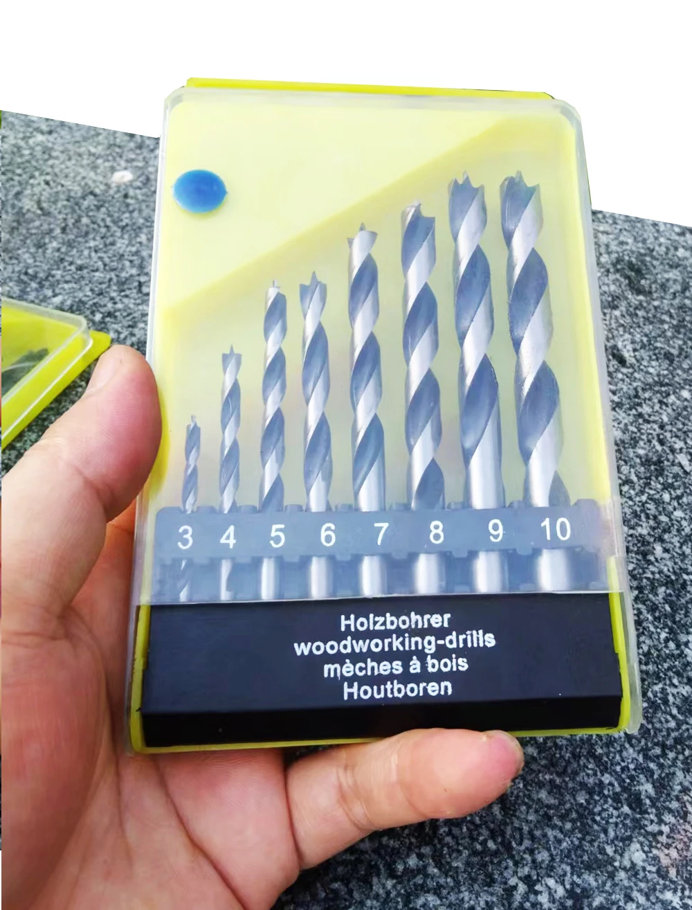 Juego de brocas para madera de 8 unids/caja, Kit de brocas de 3MM-10MM para carpintería, herramientas de madera, broca en espiral de acero de alto carbono