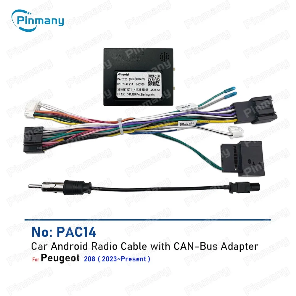

For Peugeot 208 From 2023 Car Stereo Radio Cable Connector Android Unit Power Wiring Harness Adapter CAN Bus Decoder PAC14