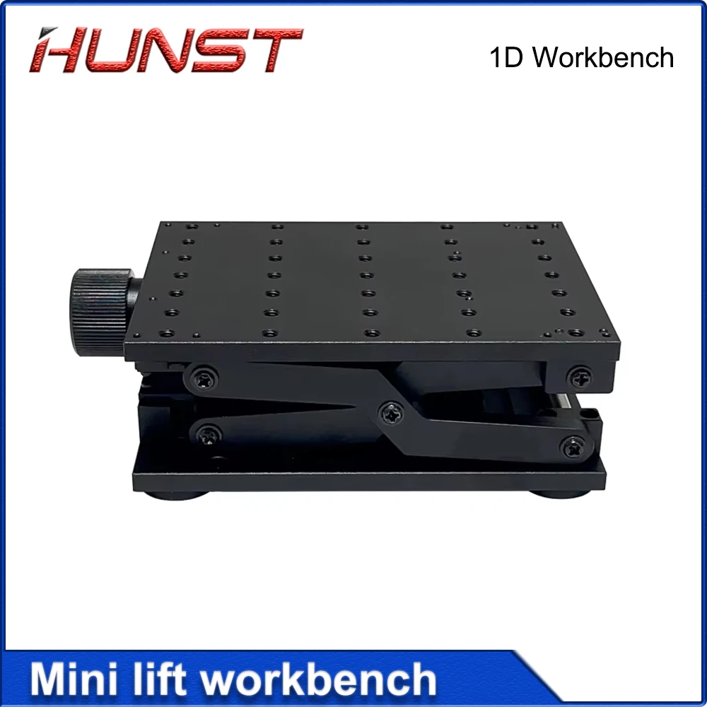 HUNST Banco de trabajo de elevación 1D negro, estante de tijera plano, plataforma de laboratorio, herramientas de banco unidimensionales