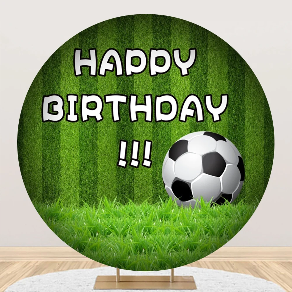 Football Round Backdrop Cover for Boy Girl Birthday Party Soccer Sports Field Stadium Baby Shower Circle Photography Background