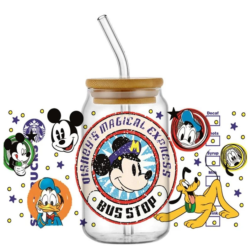 

MIniso Cartoon Cute Mikey Mouse UV DTF Transfer Glass Sticker Waterproof Transfers for 16oz Glass Cup Wrap Stickers