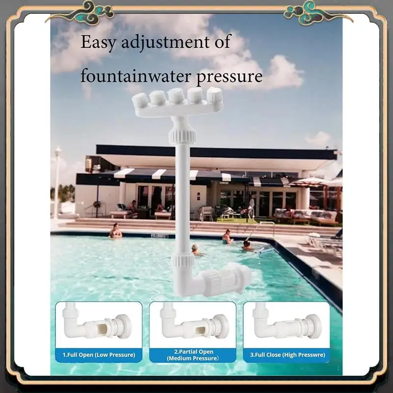 

Premium Adjustable Pool Fountain Five Nozzles Waterfall Sprinkler For Cooling, Dual Adapter Swimming Pool Water Fountain