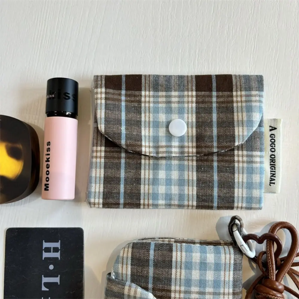 

Canvas Retro Plaid Coin Purse Zipper Purse Portable Mini Cash Wallet Multifunctional Coin Purse Cloth Envelope Wallets Women