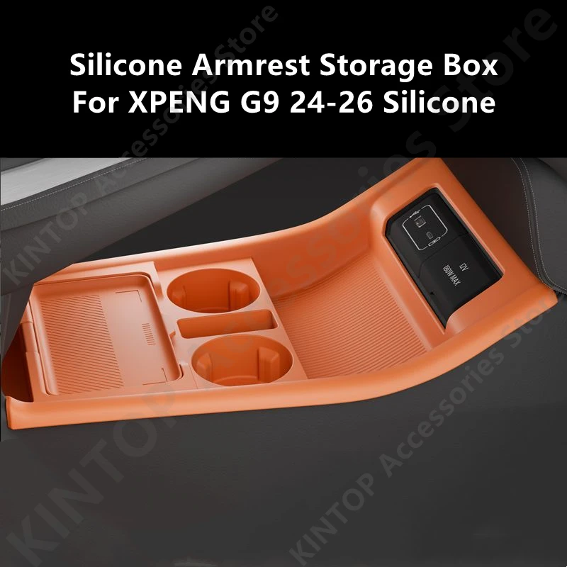 

For XPENG G9 24-26 Silicone Armrest Storage Box,Car Interior Decoration Modification Accessories Refit