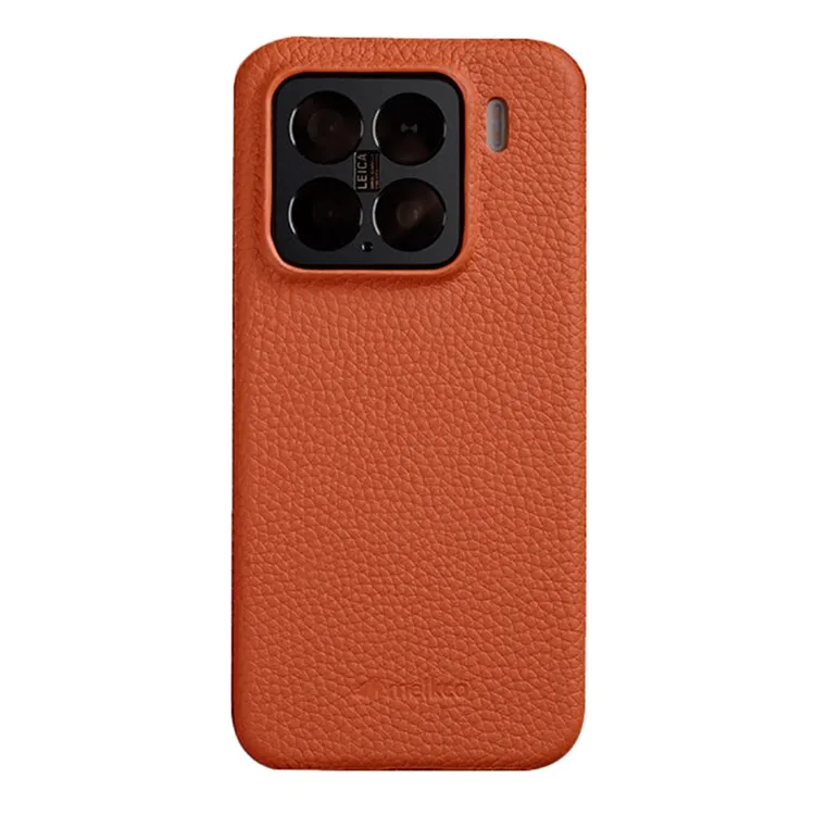 

MELKCO For Xiaomi 15 Magnetic Case Genuine Cow Leather + PC Back Cover - Orange