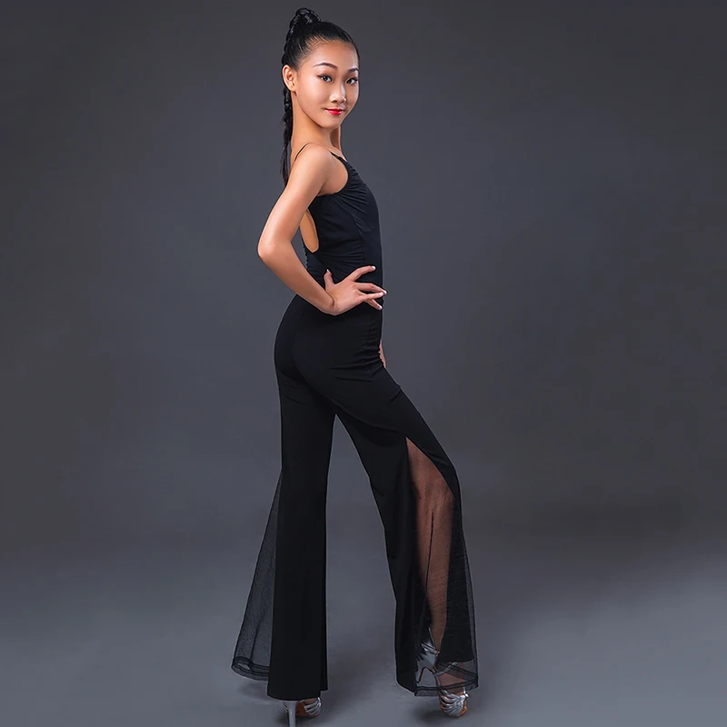 Cha Cha Samba Tango Latin Practice Clothes Latin Dance Pants For Girls Children Fashion Mesh Flared Pants Rumba