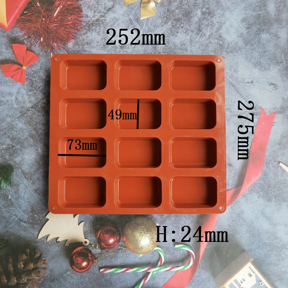 12 Cavity Square Silicone Soap Mold Candle Pudding Candy Wax Aromatherapy mould Craft Decorating 3D DIY Handmade Making Tool